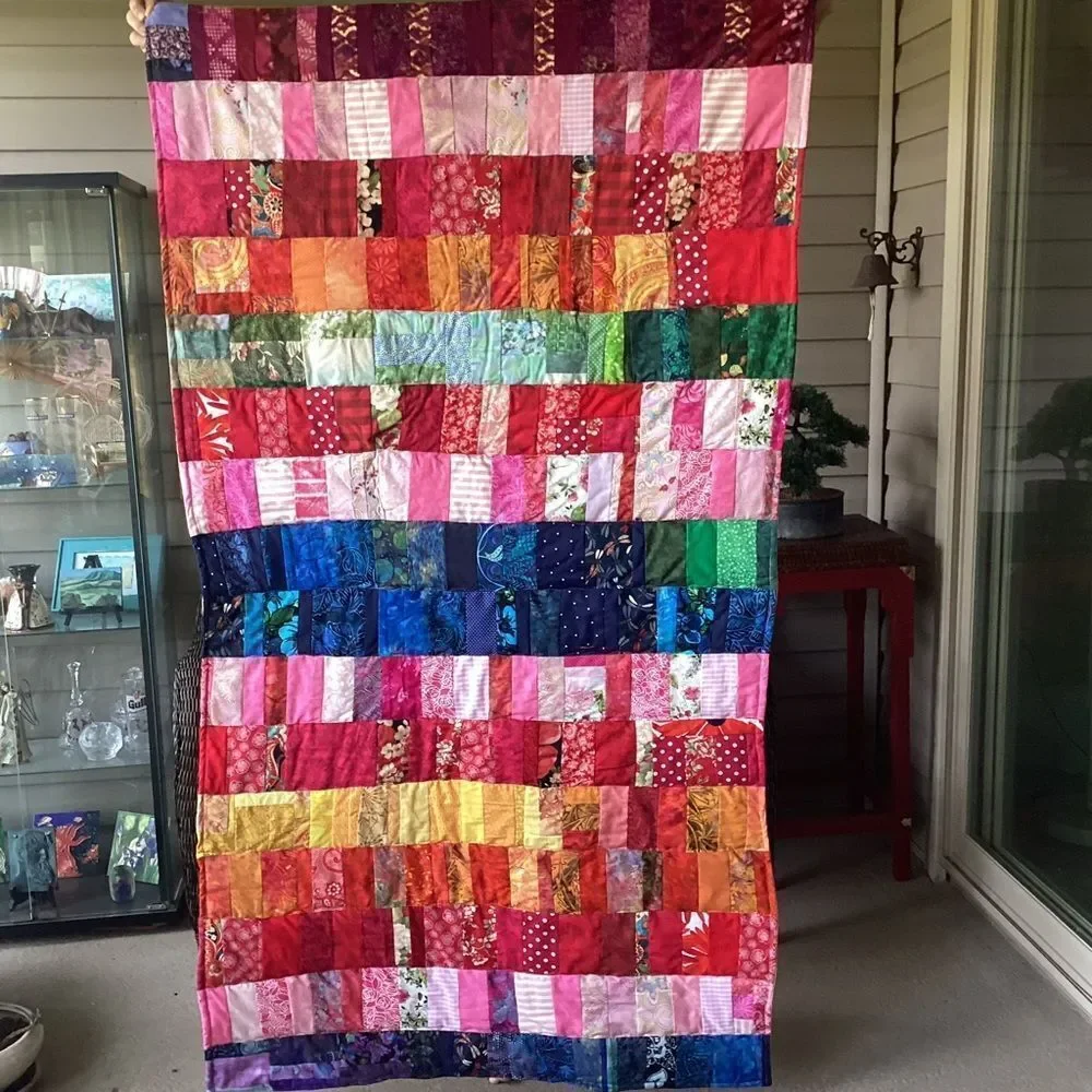 NWT. Hand Crafted Colorful Patchwork Quilt ROYGBIV!